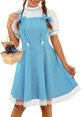 Jillumi Halloween Robe de magicien bleue à manches bouffantes pour femmes